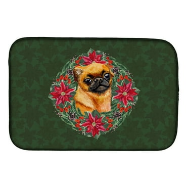 Small Brabant Griffon Poinsetta Wreath Dish Drying Mat