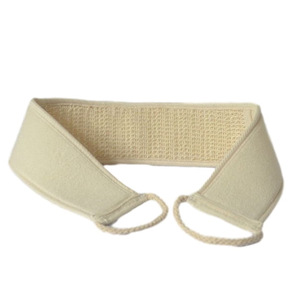 Pinchando La Toalla De Baño Toalla de baño exfoliante de lufa natural de 70 cm con tiras de masaje para la espalda, ideal para limpieza profunda y ducha. Pieza única, color blanco. Rkxzt