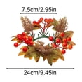 thumbnail image 3 of AUNVITO Fall Harvest Candle Ring Artificial Maple Leaf Berry Pinecone Wreath for Candle Holder Centerpiece Decoration, 3 of 6