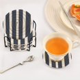 thumbnail image 5 of Haosy Set of 6 Drink Woven Coaster with Holder Heat Resistant Non-Slip Bar Coasters 4 Inches Navy Blue and White Striped, 5 of 7