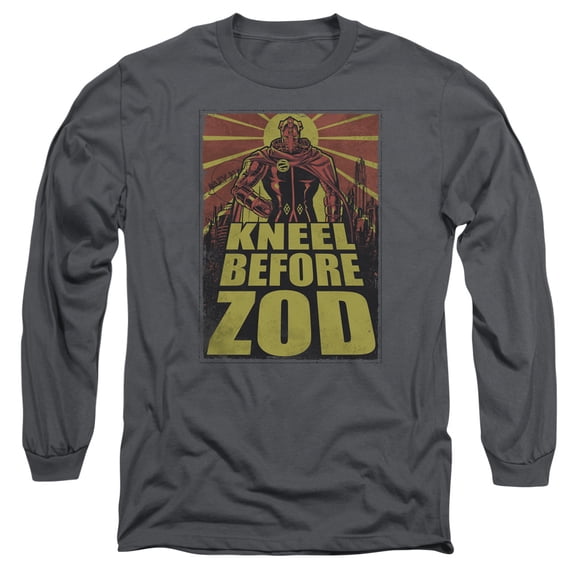 Superman Zod Poster Long Sleeve Adult 18/1 T-Shirt Charcoal