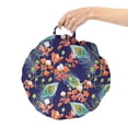 thumbnail image 2 of Tropical Round Floor Cushion with Handle, Boho Colorful Pastel Blooming Exotic Bouquets Peacock Feathers Wildflowers, Pillow for Living Room & Dorms, 18" Round, Indigo Multicolor, by Ambesonne, 2 of 4