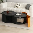 thumbnail image 4 of Kevinplus Round Nesting Coffee Table, Modern Side Tables with Extendable Sliding Tabletop for Living Room, Office,Black, No Need Assembly, 4 of 5
