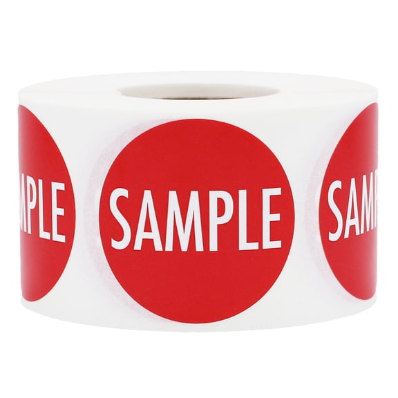 Red with White "SAMPLE" Stickers | 1.5" Inches Round | 500 Pack