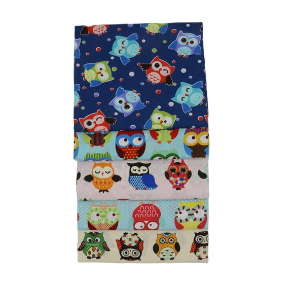 Sew Mama Cute Owl Fat Quarters Fabric Bundle, Precut Cotton Fabric for Sewing Quilting, 18 x 22 inches, (Cute Owl)