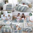 thumbnail image 5 of King 4 Piece Bedding Set Boho Pattern on Retro Stripe Soft Breathable Duvet Cover and Pillowcase, Geometric Line on Blue Beige Duvet Cover Set Bed Sheets for Bedroom Dormitory Guest Room, 5 of 9