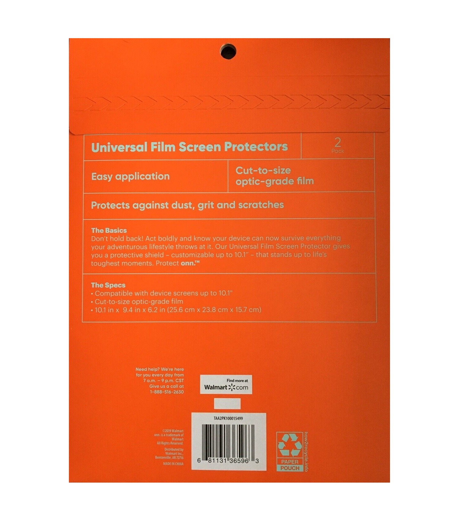 onn. Film Screen Protectors, 2 Pack - Universal device screens up to 10.1\" (Diagonal), Including New iPad Air M2, iPad 10.2, iPad Mini, and Nintendo Switch.