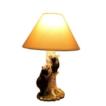 Zeckos Black Bear and Cub Birch Tree Table Lamp With Shade