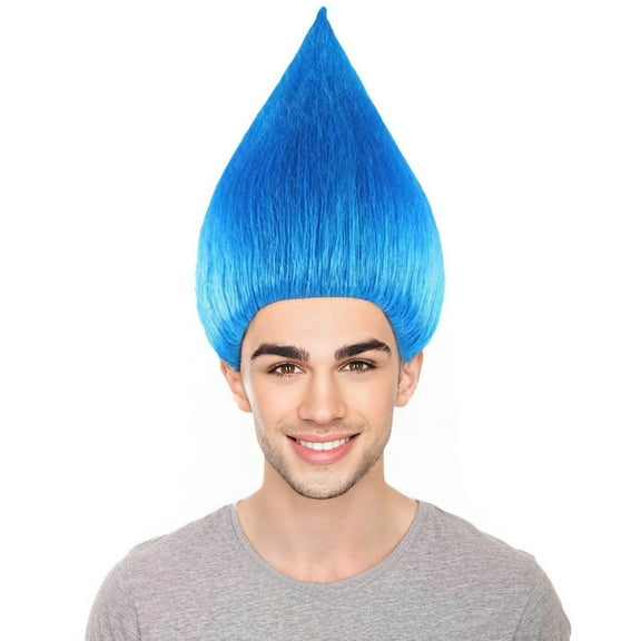 HPO Teen’s Unisex Blue Straight Troll Wig – Cosplay & Halloween Wig with Premium Breathable Capless Cap