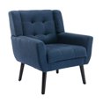 thumbnail image 3 of Modern Accent Chair, Upholstered Button Tufted Armchair, Linen Fabric Sofa Chairs, Ergonomics Accent Chair, Living Room Chair, Bedroom Chair, Home Chair with Black Legs for Bedroom, Blue, 3 of 7