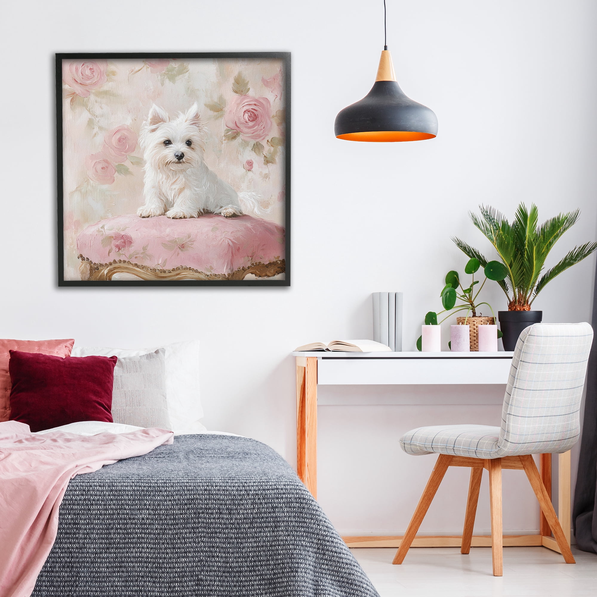 Stupell Industries Fancy Francesca Puppy Black Framed Giclee Art, design by Tina LeCour