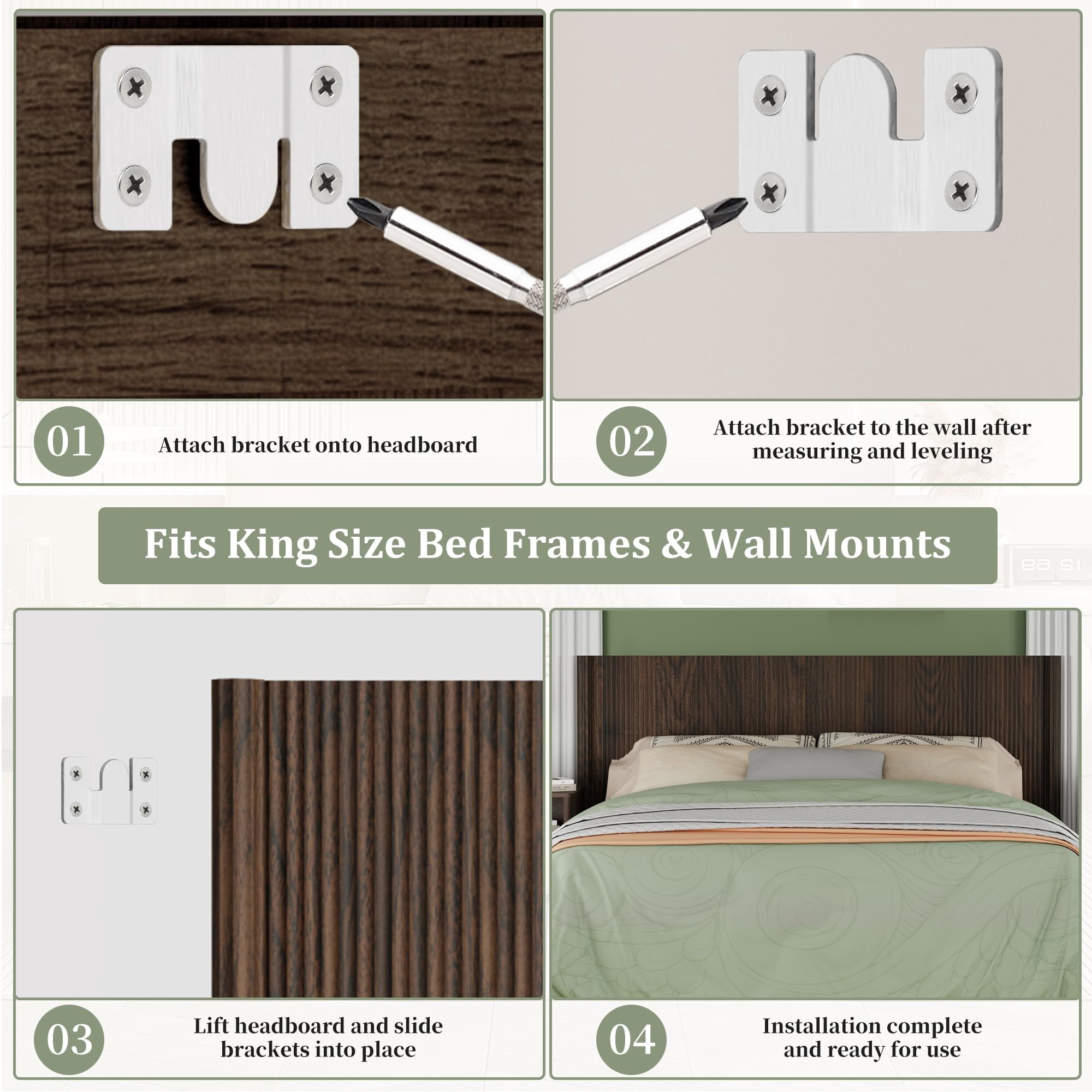 HMstone King Size Boho Headboard Only, Modern Fluted Wall-Mounted Head Board with Lighting, Wood Bed headboard Stylish Bedroom Decor, Espresso