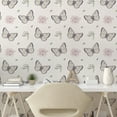 thumbnail image 3 of Ambesonne Entomology Peel & Stick Wallpaper for Home, Butterflies and Blooms, 13"x100", Pale Eggshell Pale Pink, 3 of 6