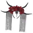 thumbnail image 4 of Diadema de flores Yuyangstore para el pelo con cuerno de antílope Rojo, 4 of 7