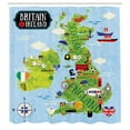 thumbnail image 3 of Ambesonne Cartoon Shower Curtain, Maps of Britain Ireland, 69"Wx75"L, Pale Blue Apple Green, 3 of 5