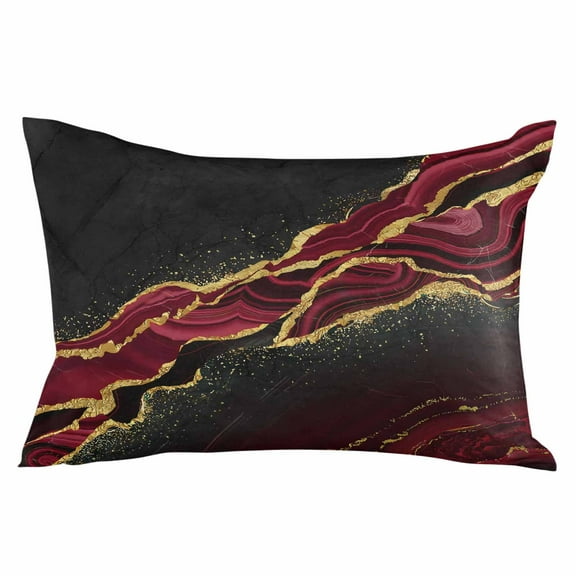 Red Marble Throw Pillow Cover 20 x 36 Inch Decorative Pillow Cover Gold Abstract Vintage Modern Ombre Art Lumbar Pillowcase Seasonal Rectangle Cushion Case for Couch Sofa Bed Living Room