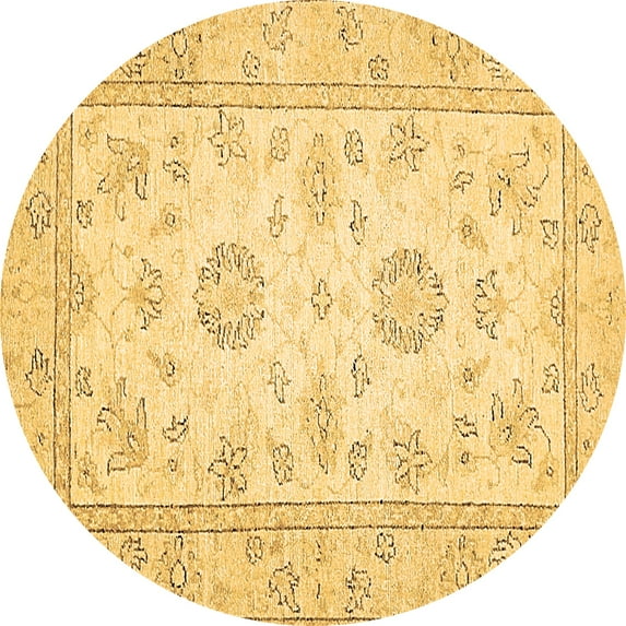 Ahgly Company Indoor Round Oriental Brown Traditional Area Rugs, 4' Round