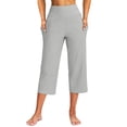 thumbnail image 2 of CUZIBR Womens Capri Yoga Pants With Pocket High Waist Wide Leg Baggy Workout Stretch Pants Trendy Gym Running Everyday Activewear Comfort Party Bottoms,GY,XXXL, 2 of 7
