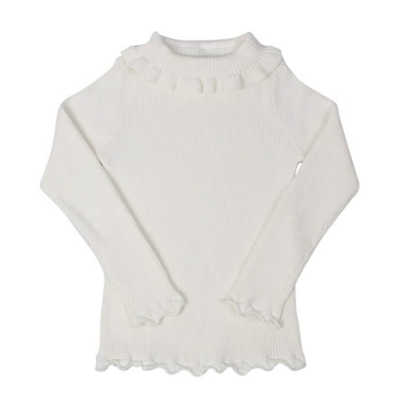 

LIhncine Girls Boys Sweater Toddler Kids Baby Knit Ruffles Turtleneck Sweater Soft Solid Sweater Crochet Baby Jumper(White 12-18 Months)