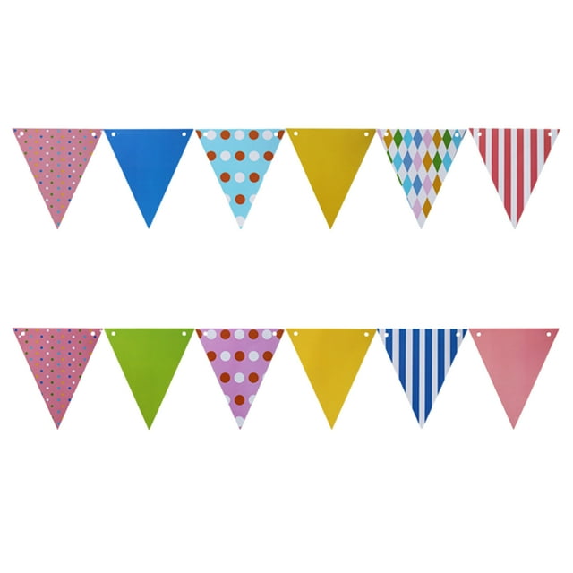 kurtrusly 1pcs Set 16.4ft Rainbow Paper Card For Birthday Party Triangle Banner Flags Pennant Banner Banner Flags Pennant Banner Flags Rainbow Type1 16.4ft