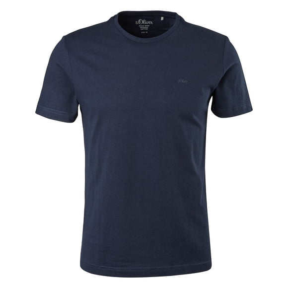 s.Oliver Camiseta para hombre: básica, cuello redondo, algodón, lisa Azul oscuro 2XL (XX-Large)