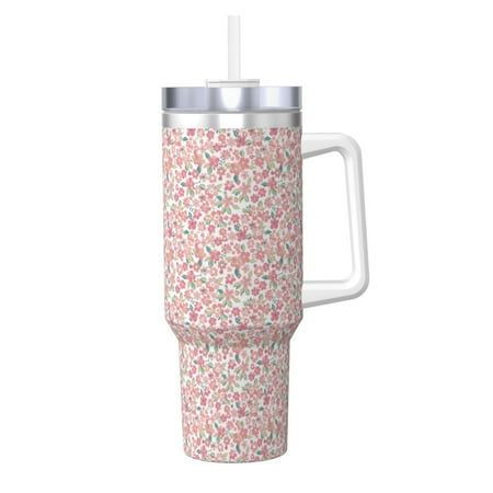 

Uemuo Floral Retro Style Print 40oz Ice Bully With Handle And Straw Stainless Steel Vacuum Insulated Cup And 2 In 1 Straw Lid Insulated Travel Tumbler