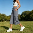 thumbnail image 5 of Eagokdc Lightweight Capri Pants for Women Loose Cotton Casual Sports Summer Wide Leg Capris With Pocket Size S-5XL, 5 of 8
