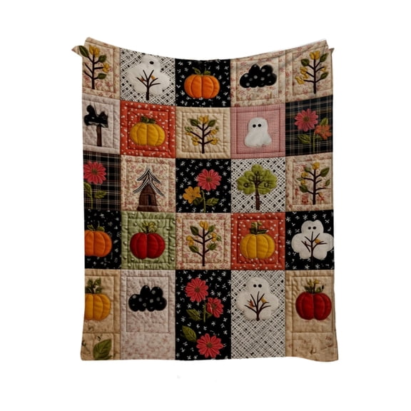 Halloween Fleece Throw Blanket Soft Cozy Ghost Pumpkin Print Warm Lightweights Blanket For Sofa Bedroom Fall Halloween Home Decor Holiday Gift