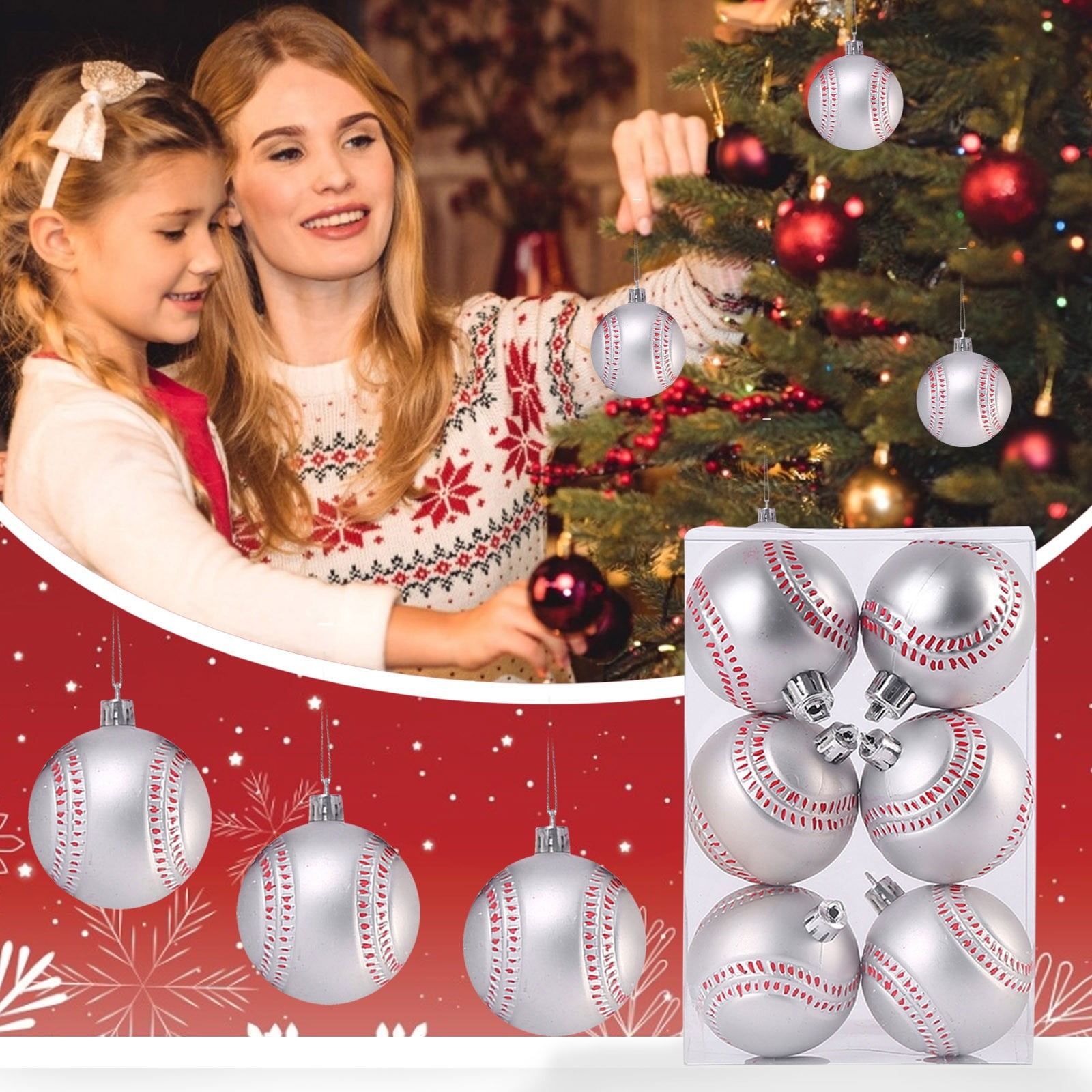 6Pcs Christmas Tree Christmas Balls Decoration Baubles Party Wedding Ornament 
