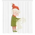 thumbnail image 3 of Elf Shower Curtain, Interpretation of an Old Lady Reading a List, Fabric Bathroom Set with Hooks, 69W X 84L Inches Extra Long, Burnt Sienna Champagne Pale Olive Green and Eggshell, by Ambesonne, 3 of 3