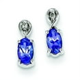 thumbnail image 3 of 925 Sterling Silver Rhodium-plated Diamond and Tanzanite Oval Post Earrings, 3 of 6