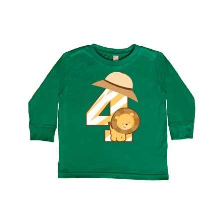 

Inktastic 4th Birthday Jungle Safari Lion 4 Year Old Gift Toddler Boy or Toddler Girl Long Sleeve T-Shirt