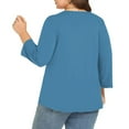thumbnail image 2 of Women's Casual Round Neck Three Quarter Sleeve Solid Color T Shirt For Home Outdoor And plus Size Lace Trim plus Size Tunic Blouse Tops Women Summer Tops Women plus Size Winter Tops for Women under 10, 2 of 6