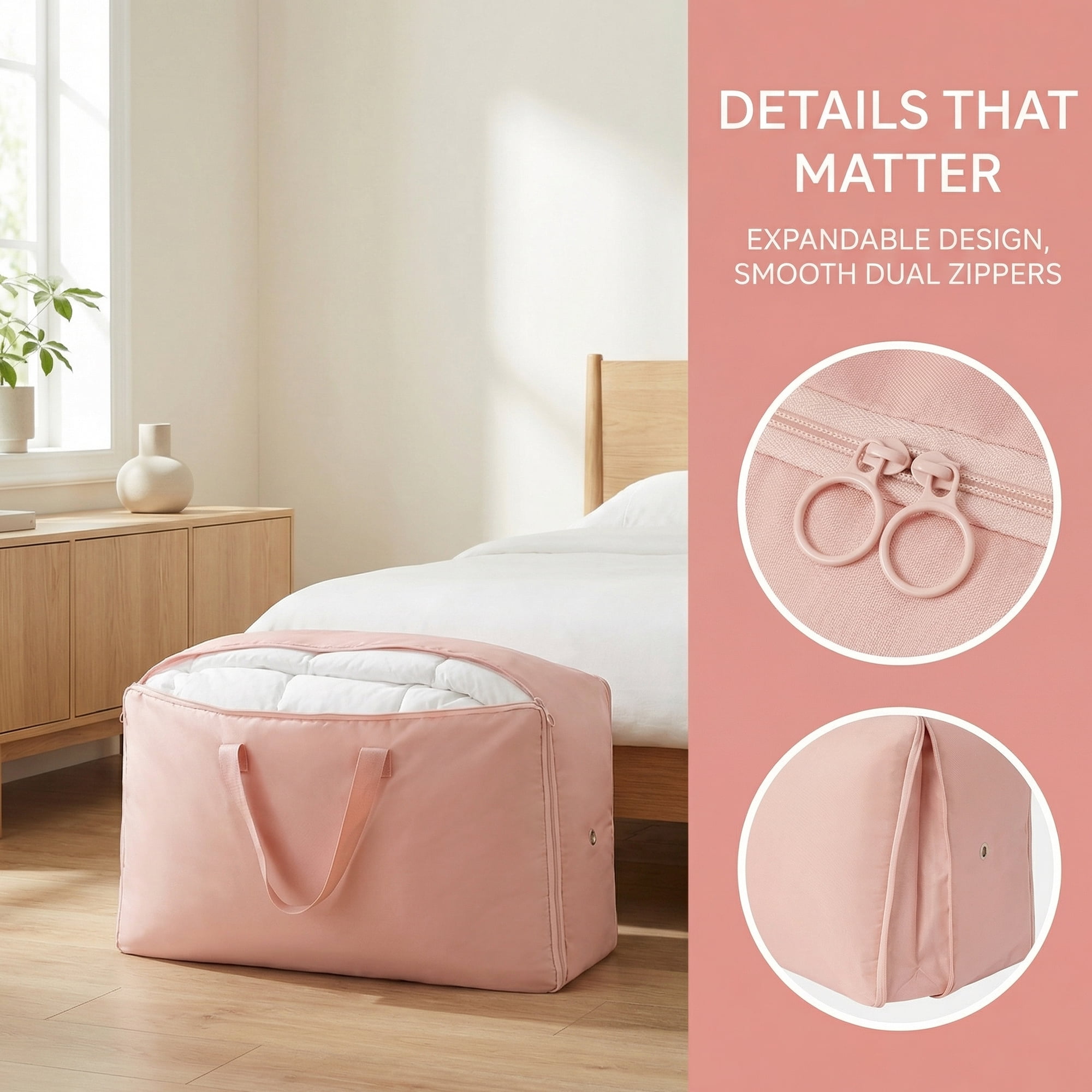 Unique Bargains Foldable Storage Bags Ideal for Organizing Bedroom Pink 21.3"x16.5"x11.8"