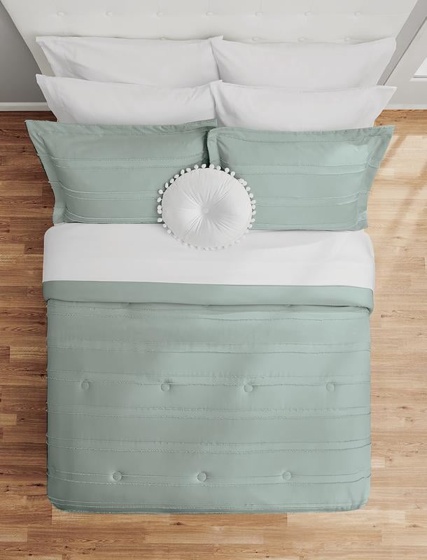 Mainstays Mint 10 Piece Bed in a Bag Comforter Set with Sheets Queen