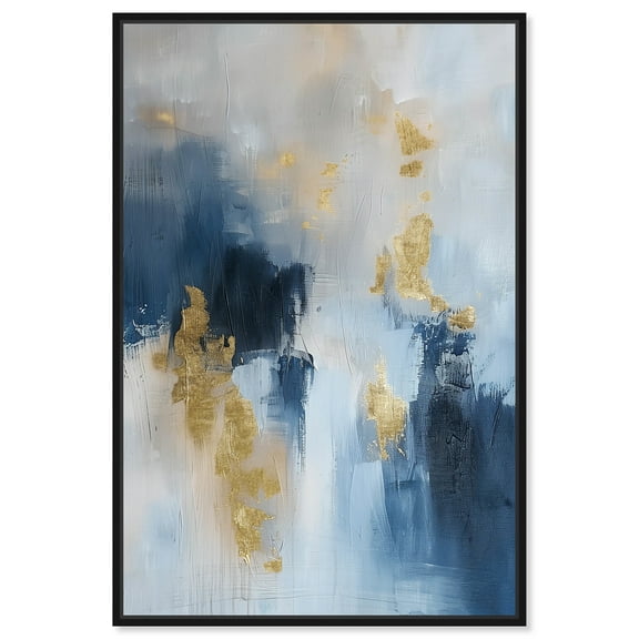 Morning Dew Blue Abstract Canvas Wall Art by Art Remedy, Black Floater Frame, 10"x15"