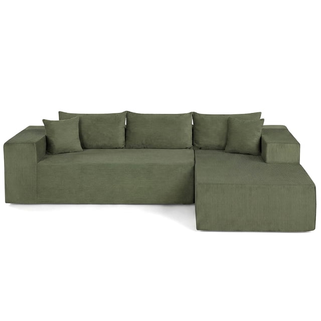 Costway 110.5" Modular Sectional Sofa with Deep Seats & Comfy Backrests, Comfy Armrests Green