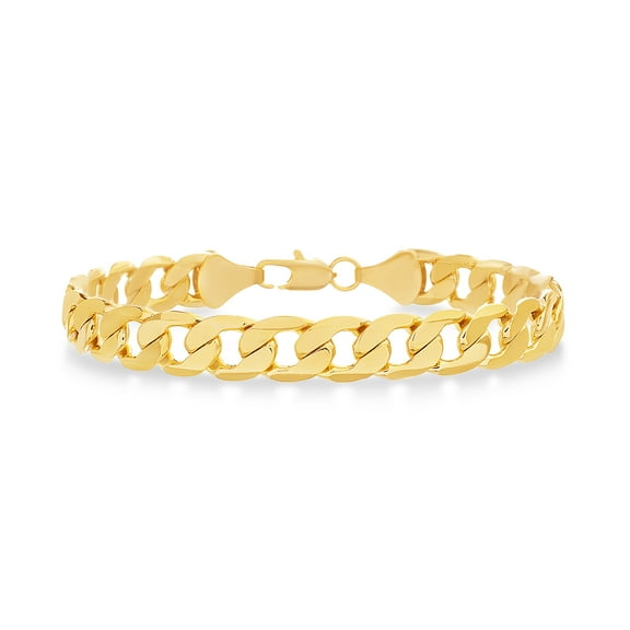 Reinforcements 9.5MM Polished 8.5" Curb Chain Bracelet in Yellow Gold Plated Brass for Men