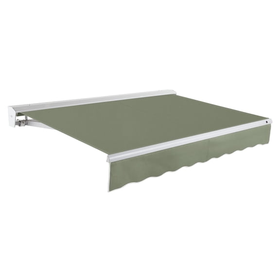 Awntech 8 Ft Destin Left Motorized Heavy Duty Patio Retractable Awning with Protective Hood (96in x 10.38in x 78in), Sage