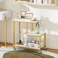thumbnail image 2 of Costway 1 PCS Table d'Appoint Moderne en Forme de g avec Étagères de Rangement et Roulettes Verrouillables pour Salon Blanc, 2 of 10