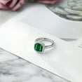 thumbnail image 5 of Gem Stone King 925 Sterling Silver Simulated Emerald and White Created Sapphire Engagement Ring for Women (3.00 Cttw, Available in Size 5, 6, 7, 8, 9), 5 of 6