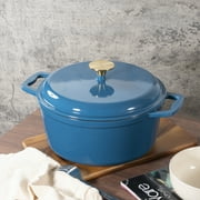 The Mainstays 4.75QT Non-Stick Cast Iron Enamel Pot, Blue, Easy Cleaning