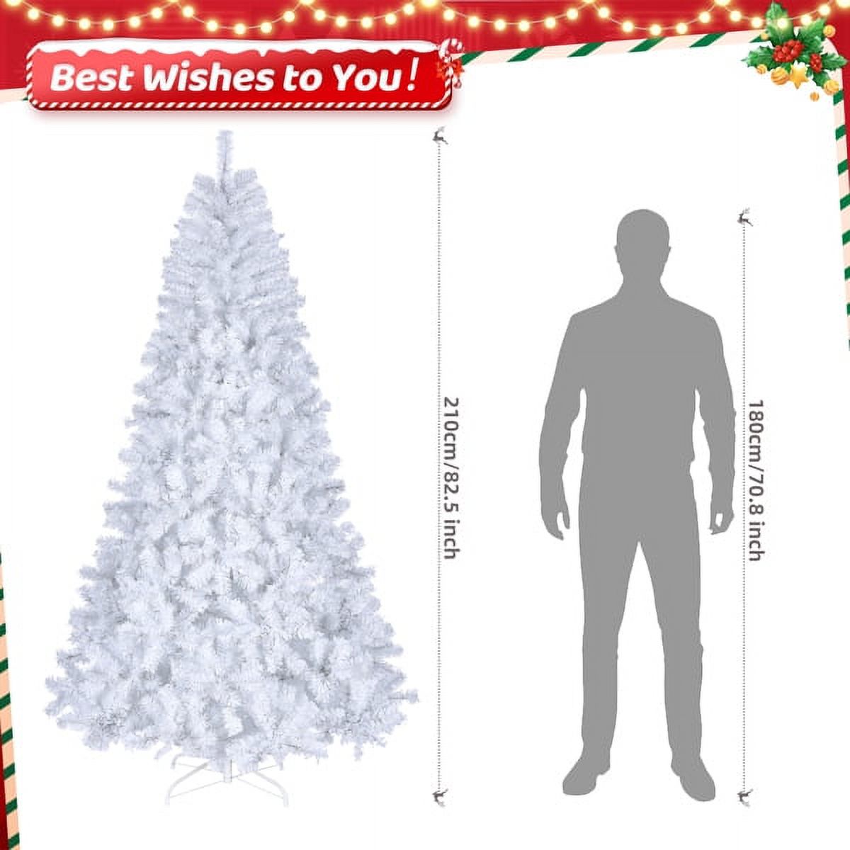 7FT White Artificial Christmas Tree - Superior PVC, Iron Base, Durable Design, Holiday Centerpiece for Home/Living Room/Modern Decor
