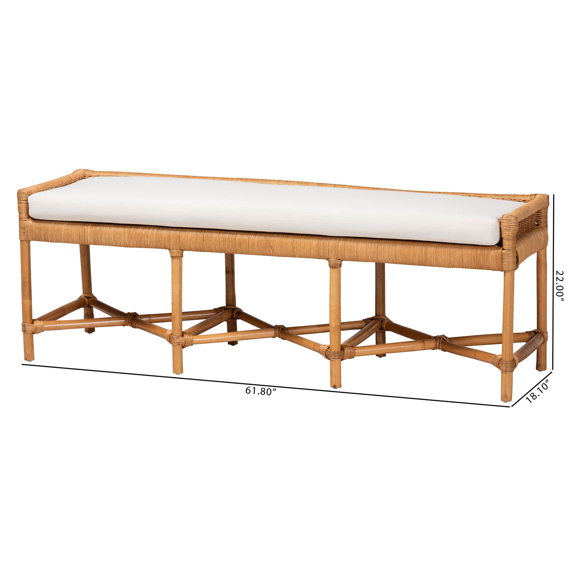 bali & pari Adonia Boho Accent Bench, Natural