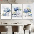 thumbnail image 4 of 3pcs Hydrangea Flower Wall Art Set - Bohemian Farmhouse Hydrangeas in Blue, & White - Frameless Canvas Prints for, Kitchen, Bedroom - French Country Lilac-Like Lilac-Like Blooms (No Frame Needed), 2, 4 of 4