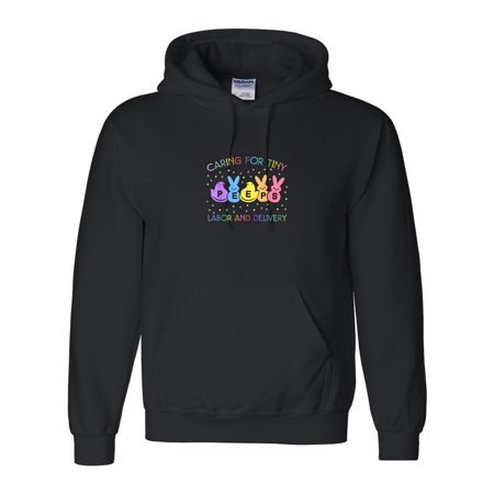 Caring For Tiny Labor Delivery Bunnies L&D Nurse Easter Day Hospital Cute Hoodie Unisex, up to 5XL
