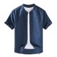 thumbnail image 1 of pstuiky camisetas de hombre, Camisa de verano para hombre, de manga corta, con cuello alto y botones camisas casuales para hombre xxxl, 1 of 4