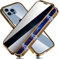 thumbnail image 1 of Funda magnética de privacidad para iPhone 13 Pro Max, de vidrio templado de doble cara, protección completa, color dorado, 1 of 6