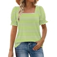 thumbnail image 2 of Blouses for Women Pleated Short Sleeve Tunic Tops Dressy Casual Summer Shirts Rollbacks,Green,XXL, 2 of 7