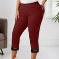thumbnail image 2 of Women's Plus Size Capri Leggings with Lace Detail Stretchy Workout Casual Yoga Pants for All Seasons, 2 of 2